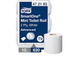 Papier toaletowy Tork SmartOne mini jumbo, 2w. biały, makulatura, 111m, 12 rolek/op, system T9