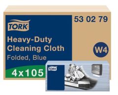 Czyściwo Tork Premium włókninowe wielozadaniowe do trudnych zabrudzeń, 1w. niebieski, 105 szt/op. system W4