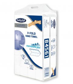 Ręcznik papierowy BulkySoft składany Luxury MEMBRANE PLUS typu V-Fold (ZZ), 3w, biały, celuloza, 3600 szt./op.
