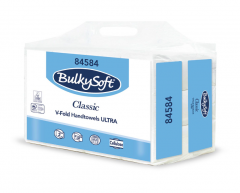 Ręcznik papierowy BulkySoft Classic składany typu V-Fold (ZZ), 2w, biały, celuloza, 3000 szt./op.