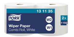 Czyściwo Tork wielozadaniowe do lekkich zabrudzeń białe celuloza+makulatura, 1w 460m. 2 role/op, system W1/W2