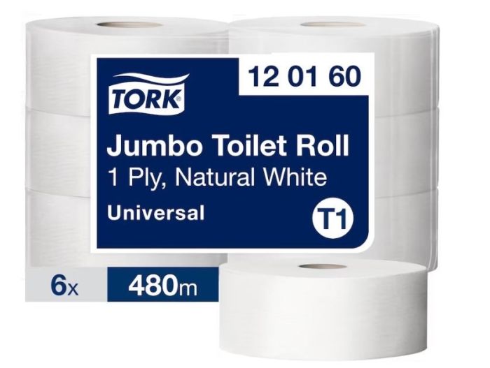 Papier toaletowy Tork maxi jumbo, 1w.szary, makulatura, 480m, 6 rolek/op, T1