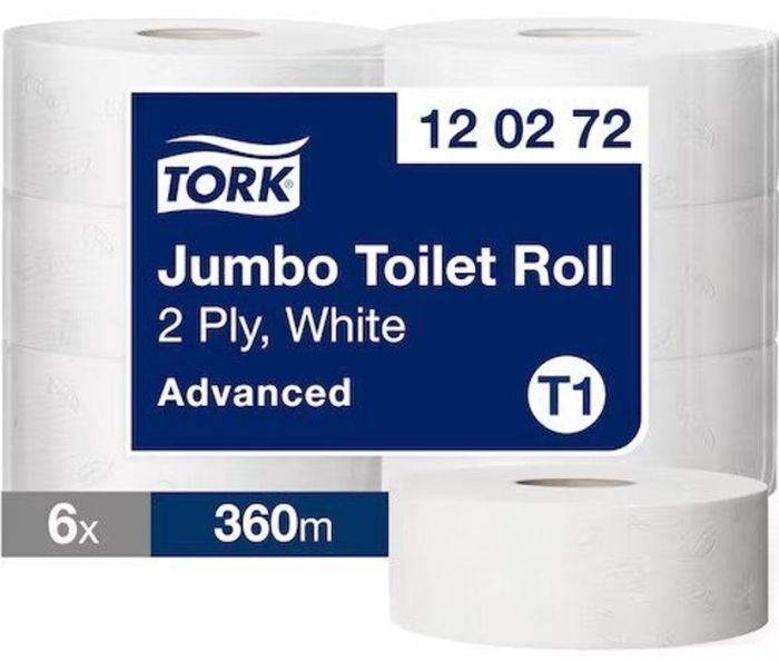 Papier toaletowy Tork maxi jumbo, 2w. biały, makulatura, 360m, 6 rolek/op, system T1