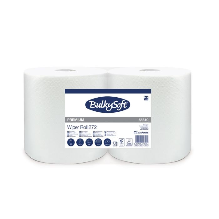 Czyściwo papierowe BulkySoft Classic 2w. 272 m. białe, celuloza 2 rolki, 
