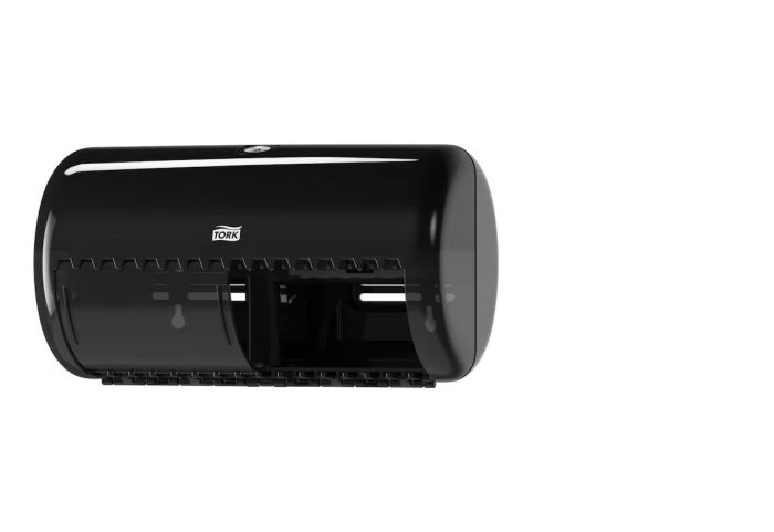 Dozownik Tork do papieru toaletowego na 2 małe konwencjonalne rolki, kolor czarny, system T4