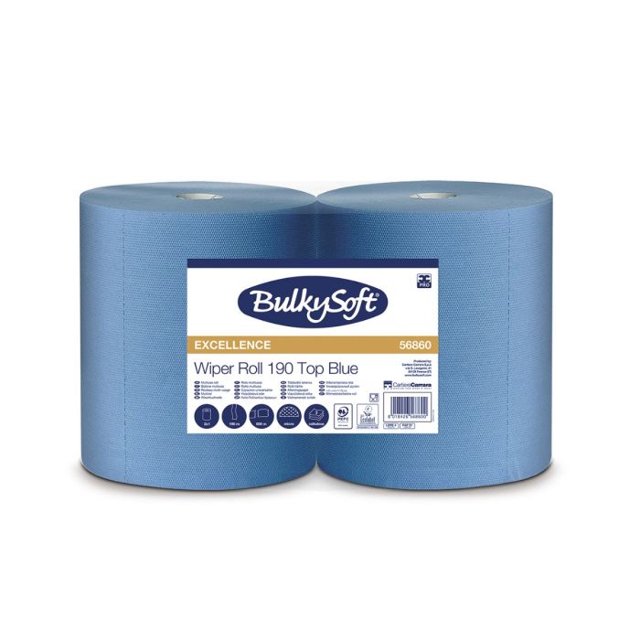 Czyściwo papierowe BulkySoft Excellence 3w. 190 m. niebieskie, celuloza, 500 odcinków, op  1 szt.