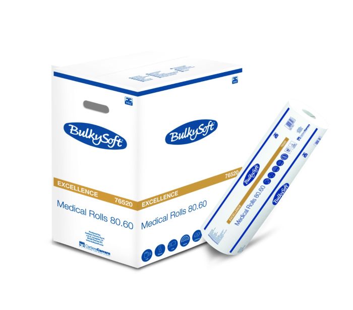 Podkład medyczny BulkySoft Premium, biały, 100% celuloza, wymiar: 60cm x 80m, 6 rolek