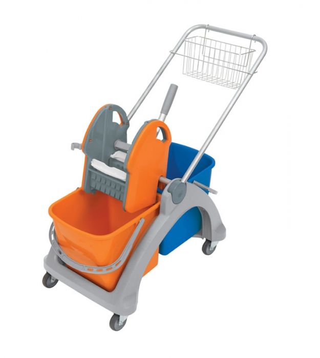 Wózek do sprzątania dwuwiadrowy TS-0007 Splast, pomarańczowo-niebieski